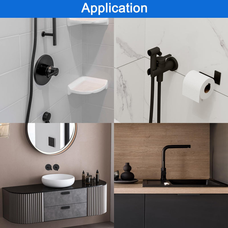 uxcell 4pcs Wall Split Flange 70mm / 2.8" OD Escutcheon Plate ABS Round Self-Adhesive Plumbing Cover Plates for 16mm / 0.6" Dia Water Pipe Faucet Decoration Accessories, Black