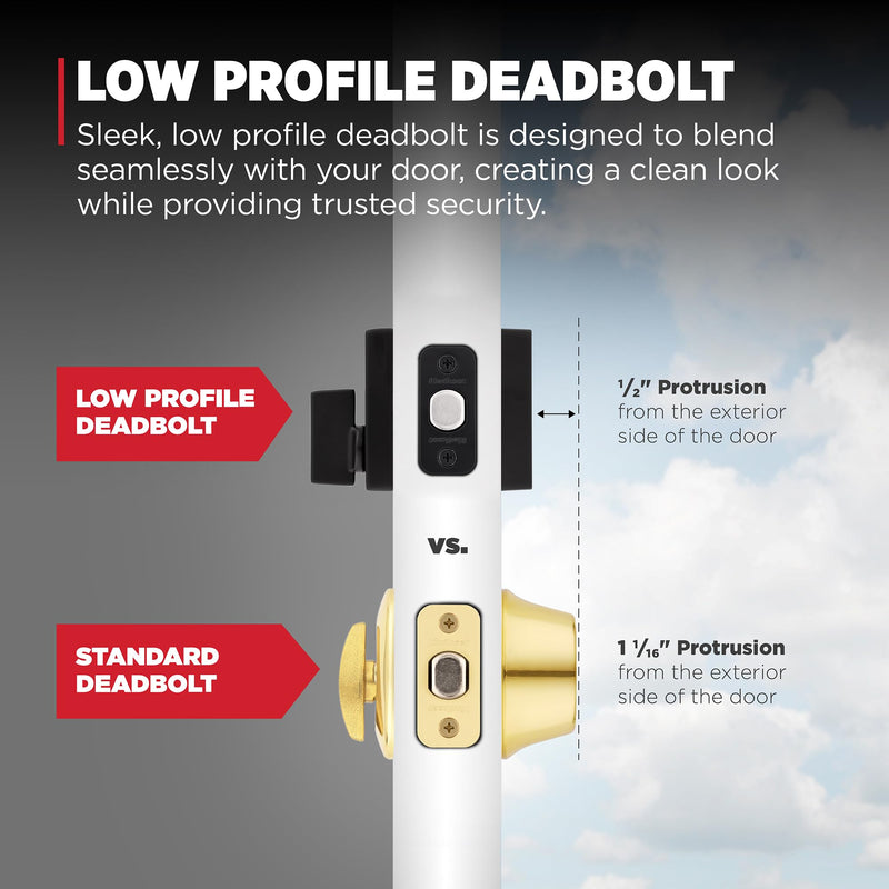 Kwikset Downtown Deadbolt Lock, Matte Black Square Exterior Keyed Front Entry Door, Pick Resistant SmartKey Rekey Security, Single Cylinder Dead Bolt, with Microban Protection 0.5" x 2.63" x 2.63" - NewNest Australia