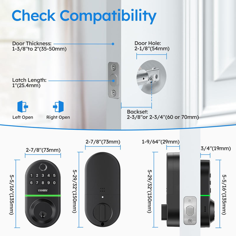 Electronic Keypad Deadbolt, Fingerprint Door Lock,Keyless Entry Digital Lock for Front Door, Smart Deadbolt,Easy Installation
