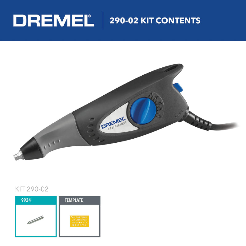 Dremel 120-Volt Engraver Rotary Tool with Stencils - Crafting Machine Perfect for DIY Personalizing and Engraving Leather, Metal, Glass, and Wood , Black, 290-02 Engraver with Letter/Number Template