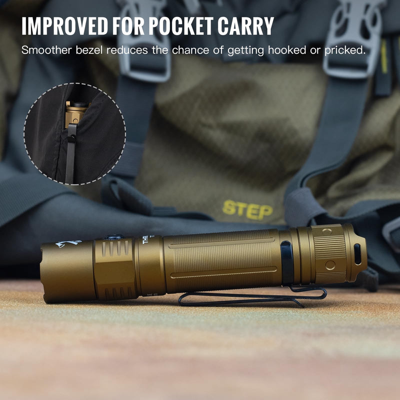 ThruNite TT20 Tactical Flashlight, Customized Verison with The Outsider, High 2010 Lumens, Long 305 Meters Beam Distance, USB-C Rechargeable Flashlight Compact for Hunting, Hiking - Desert Tan CW TT20 Tan CW