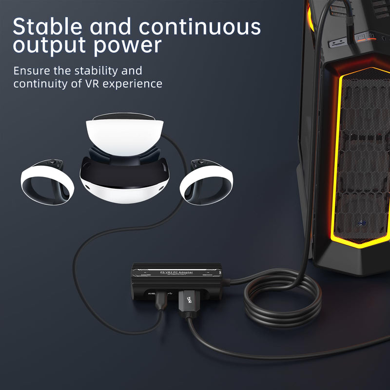 PSVR2 PC Adapter, PSVR 2 PC Accessories Kit Compatible with PlayStation VR2, AR Glasses, Portable Monitor, Includes DP 1.4 Cable and Power Adapter Black