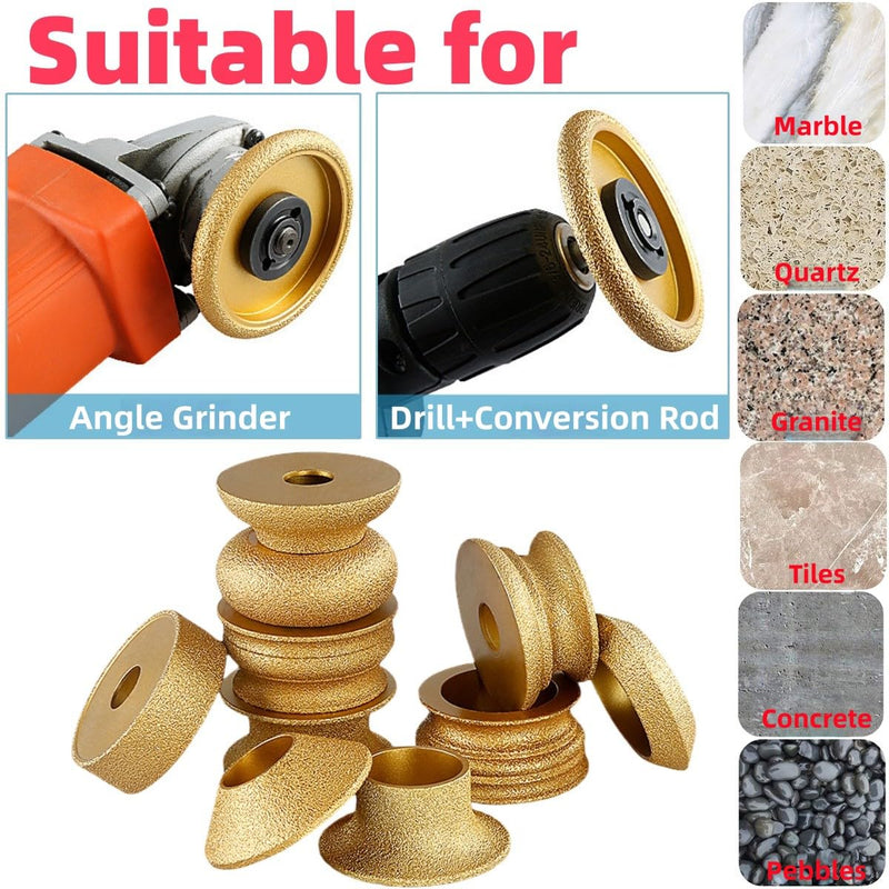 3inch 75mm Brazed Diamond Grinding Wheel Polishing Disc Stone Edging Wheel for Granite Marble Porcelain Tile Quartz Trimming 1Pc (France Edge, Thickness 35mm) France Edge