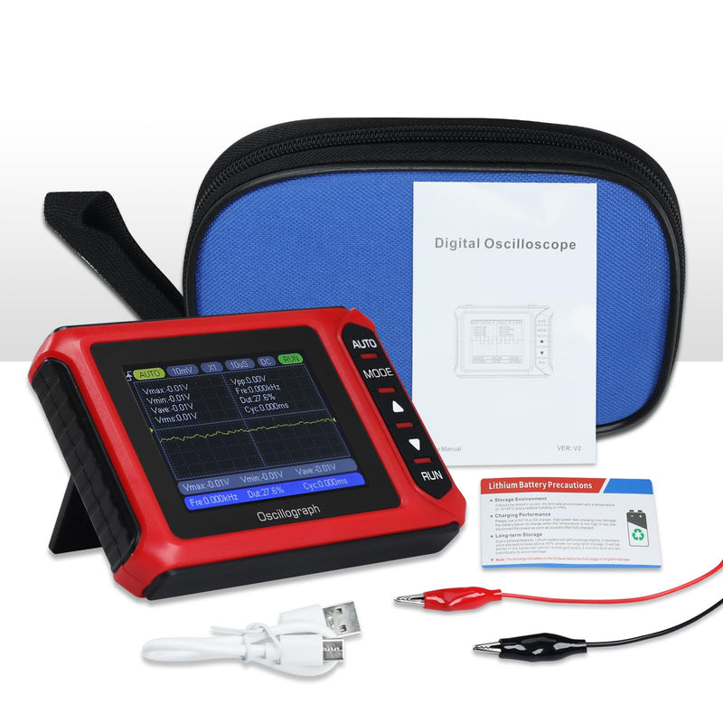 Handheld Digital Oscilloscope 2.8" Portable Automotive Oscilloscope Kit, 10MHz Bandwidth/48MS/s, Auto/Normal/Single Trigger, DDS Signal Generator (14 Waveforms) Mini Oscilloscope