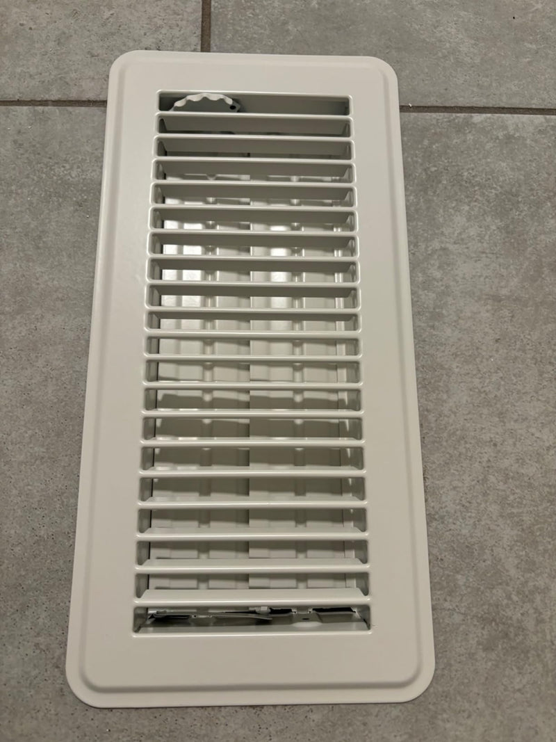 Rocky Mountain Goods Floor Register Vent for 4-Inch by 10-Inch Vent Openings (Item Dimensions 11.5 x 5.5") - Easy Adjust Air Supply Lever - Premium Finish - Heavy Duty to Allow Walk on use (White)