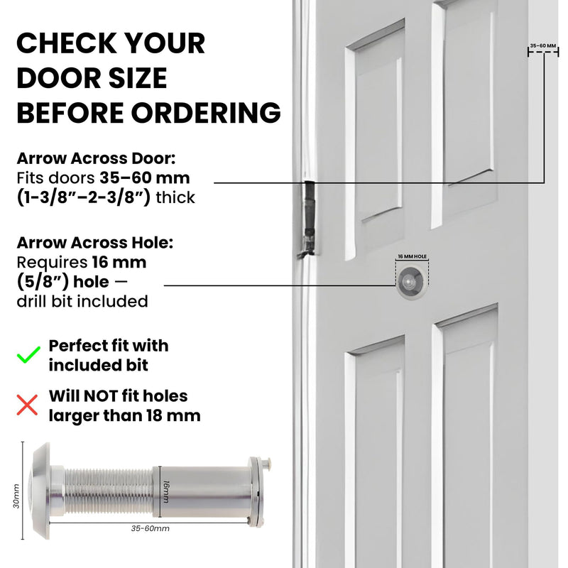 MomsUnited Door Peephole for Front Door – Matte Black Viewer with Privacy Cover for Added Security, Easy Install Peep Hole, 200° Wide Viewing Angle, Includes Drill Bit & Allen Wrench, Pack of 3