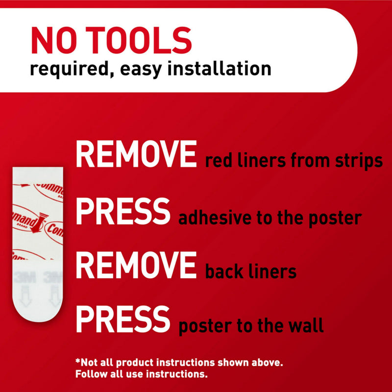 Command Poster Strips, 64 Command Strips Damage Free Hanging Poster Hangers, No Tools Wall Hanging Strips for Home Decor, Room Decor, Wall Decor, and Office Decor, White Adhesive Strips Small