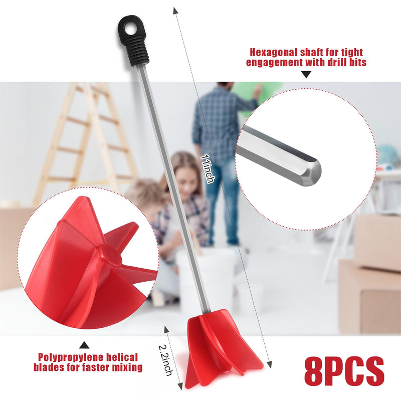 Loosh 4 Pcs 11 Inch Paint Stirrer for Drill, Drill Mixer Attachment, Epoxy Mixer, Paint Mixer for Drill, Helix Drill Paint Mixer for Most Drills, Resin Mixer, Mixing Concrete Resin Paint