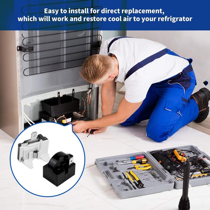 6 pcs Compresso QP2-4.7 PTC Starter Relay 2 Pin Refrigerator Starter Relay and 6750C-0005P Overload Protector Compatible with Refrigerator Compressor