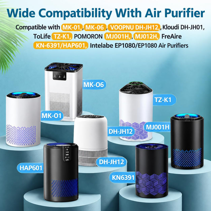 MK01 DH-JH12 Filter for MK01,VOOPNU DH-JH12 Air Purifier,2 Pack - Standard 2 Pack-blue