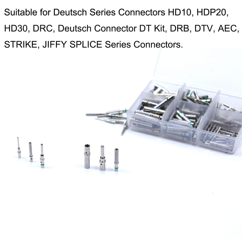180 Pcs for Deutsch Connector Pins and Sockets Solid Contacts Size 12 16 20 Male Female Terminals DT Series Pin Stainless Steel for Deutsch Solid Contact Kit Solid Contacts Socket Connector Wire