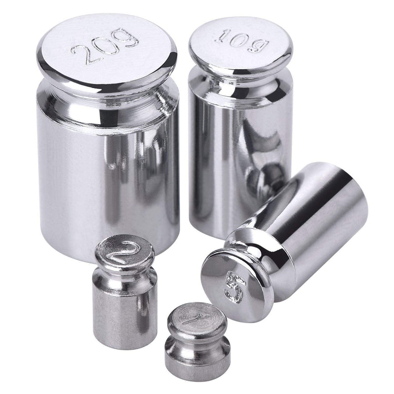 5PCS Gram Calibration Weight 1g 2g 5g 10g 20g Chrome Plating Calibration Gram Scale Weight Set Kit for Digital Scale Balance Jewellery Scale Balance Home Tool