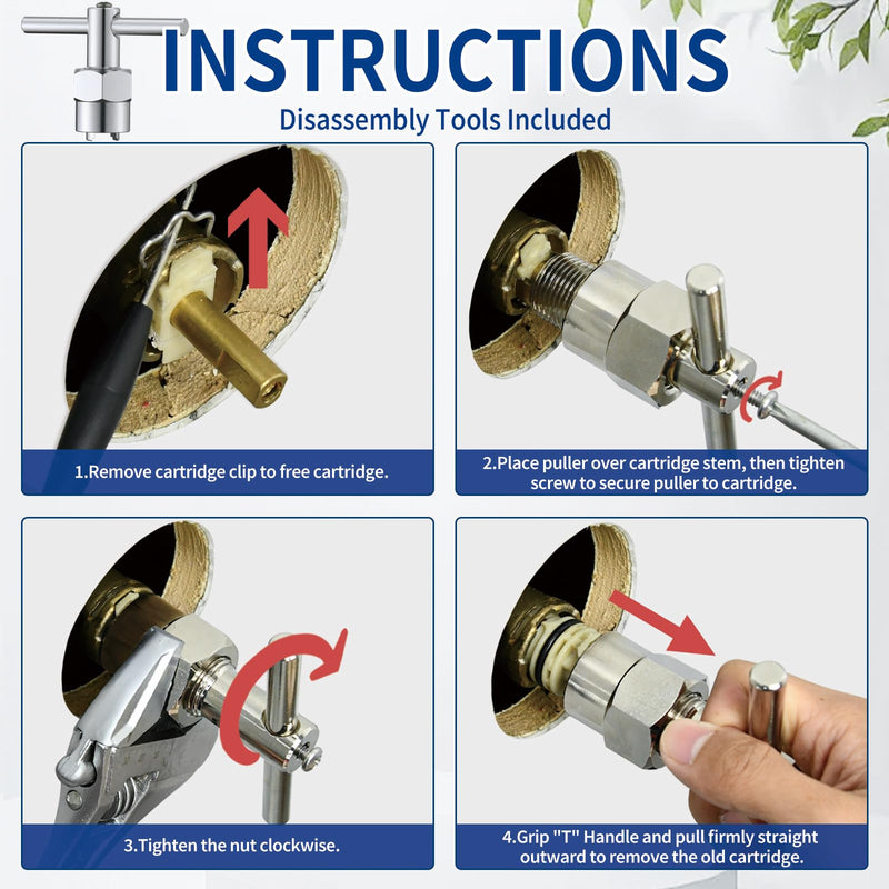 1222/1222B Cartridge Pressure Balancing with 104421 Removal Tool & 116653 Handle Metal Adapter Replacement,Compatible with Moen Posi Temp Single Handle Tub/Shower Faucets Plumbing Repair Kit,Brass 1 1.0