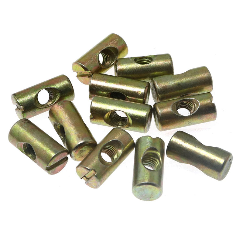 RLECS 12pcs M6 Pozidriv Slotted Barrel Nuts Cross Dowels Slotted Nuts Horizontal Hole Nut Hammer Embedded Nut for Furniture Beds Crib Chairs - M6 x 20mm