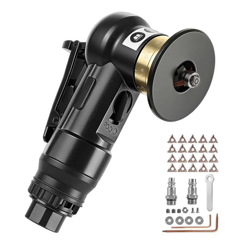 Pneumatic Chamfering Tool - Mini Air Chamfer Tool with 10 C-Angle & 10 R-Angle Blades, 45° Round Corner 30000 RPM Upgrade Chamfer Tool for Metal and Wood with 1/4" Air Inlet Black