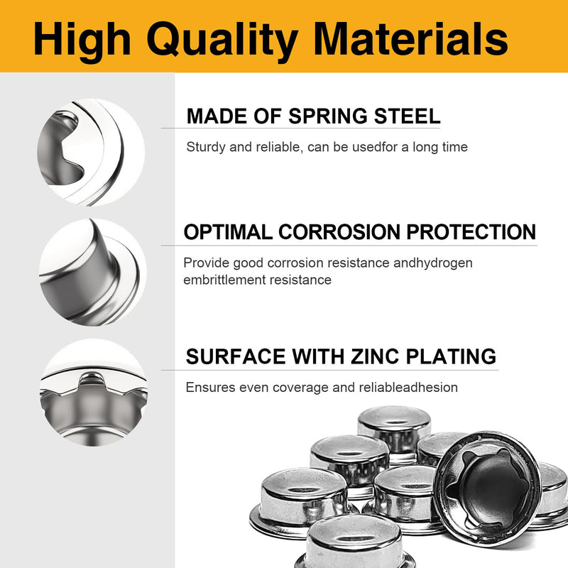 8PCS 1/2” Push Nuts Axle Cap, Push on Pushnut Spring Steel Permanent Washer Caps with Zinc Mech Finish for Hand Trucks, Rolling Bins, Lawn Wagons – Reliable Alternative to Cotter Pins 8pcs 1/2“