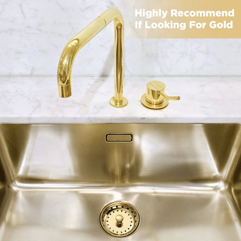 Mudder 3 Pcs Kitchen Sink Drain Strainer and Stopper Stainless Steel Garbage Disposal Plug with Handle Universal Anti-Clogging Kitchen Sink Filter Sieve Basket Strainer(Light Gold) Light Gold