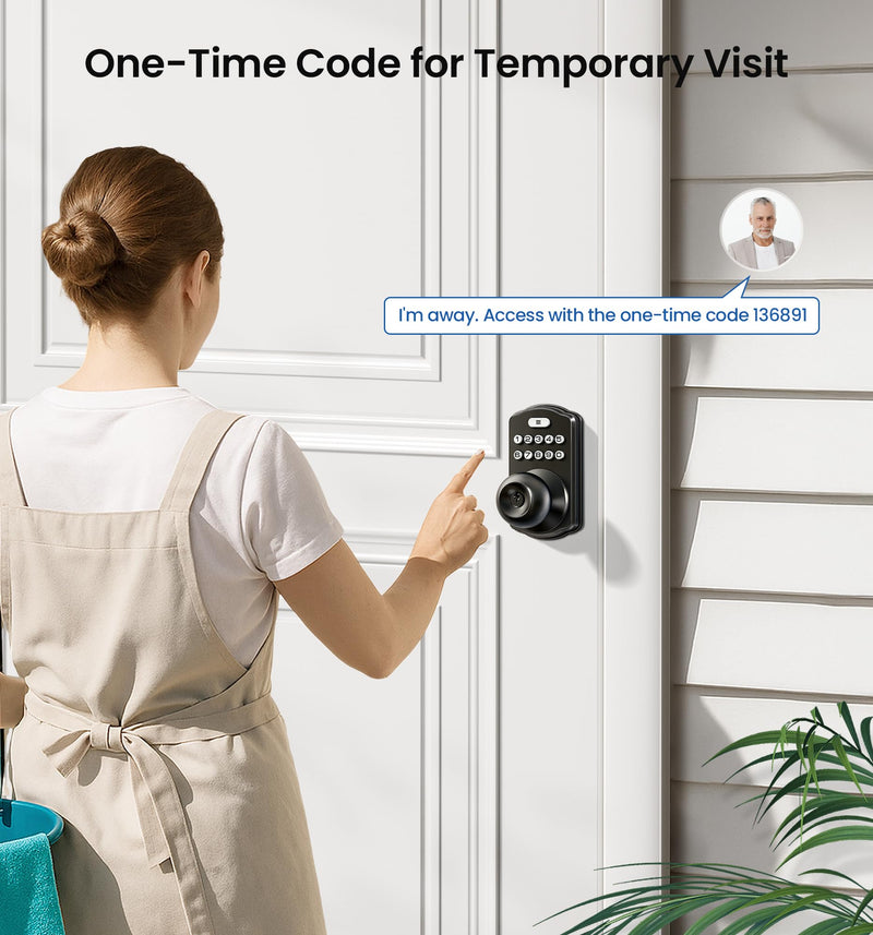 Veise Keypad Door Knob Lock, Keyless Entry Digital Lock with Handle, Electronic Knob for Front Door & Bedroom, Easy Installation, Auto-Locking, Passage Mode, Matte Black