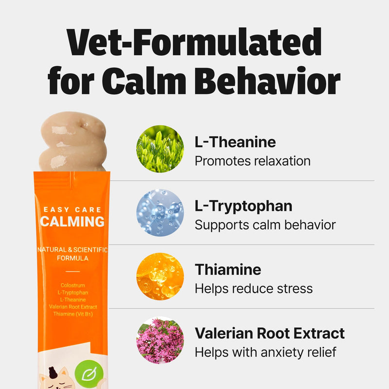 Cat Calming Supplement – Lickable for Stress & Anxiety Relief, Helps Promote Relaxation with L-Theanine, Tryptophan & Valerian Root – for Separation Anxiety & Travel, Tuna Flavor, 30 Tubes