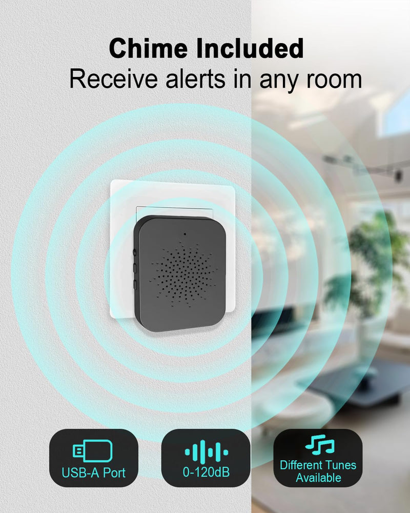 TTJ 1080P Doorbell Camera with Ring Chime,Smart Video Doorbell with Two-Way Talk,Cloud Storage,Instant Alerts,Night Vision,IP55 Waterproof,No Monthly Fee