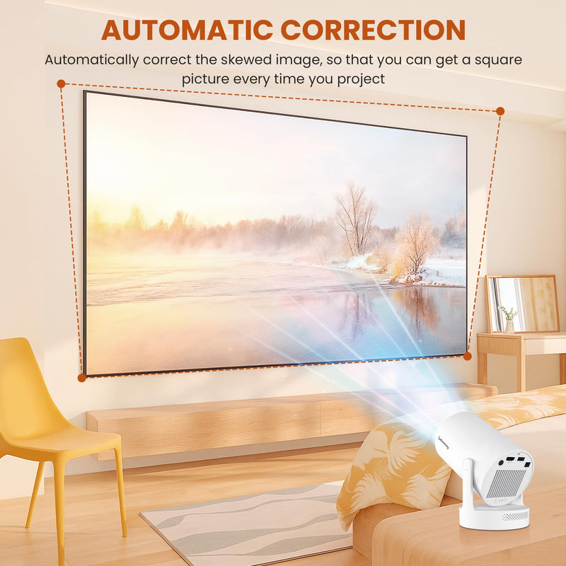 Mini Projector - Electric Focus, 210 ANSI Lumens, Smart Portable Projector for Bedroom & Home Cinema with 4K Support, Auto Keystone, Netflix Certified, Android 11, Voice Control, Air Mouse Remote Electric Focus - HY300Plus