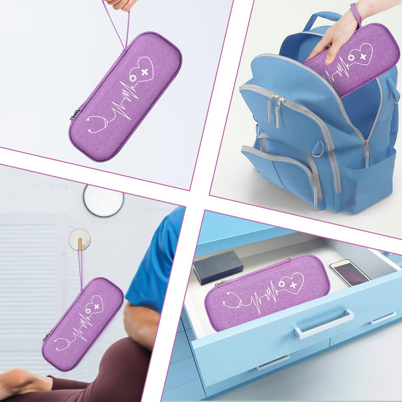 Stethoscope Case for MDF Acoustica/MD One, 3M Littmann Classic III/Lightweight II S.E/Cardiology IV Diagnostic/CORE Digital Stethoscopes, Includes Mesh Pocket for Nurse Accessories -Purple Purple