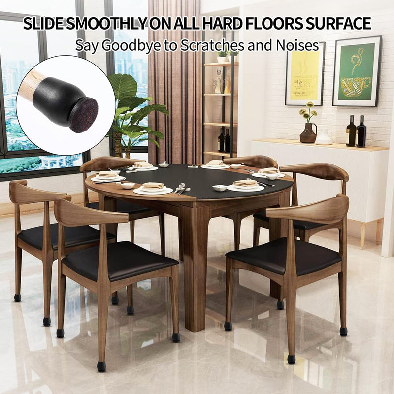 Ezprotekt 24 Pcs Black Chair Leg Floor Protectors for Hardwood Floors, Felt Furniture Pads Caps Covers, Bar Stool Floor Protectors Cups for Dining Table Desk Chair (Fit 0.83 "- 1.02", 21-26mm) Round Medium