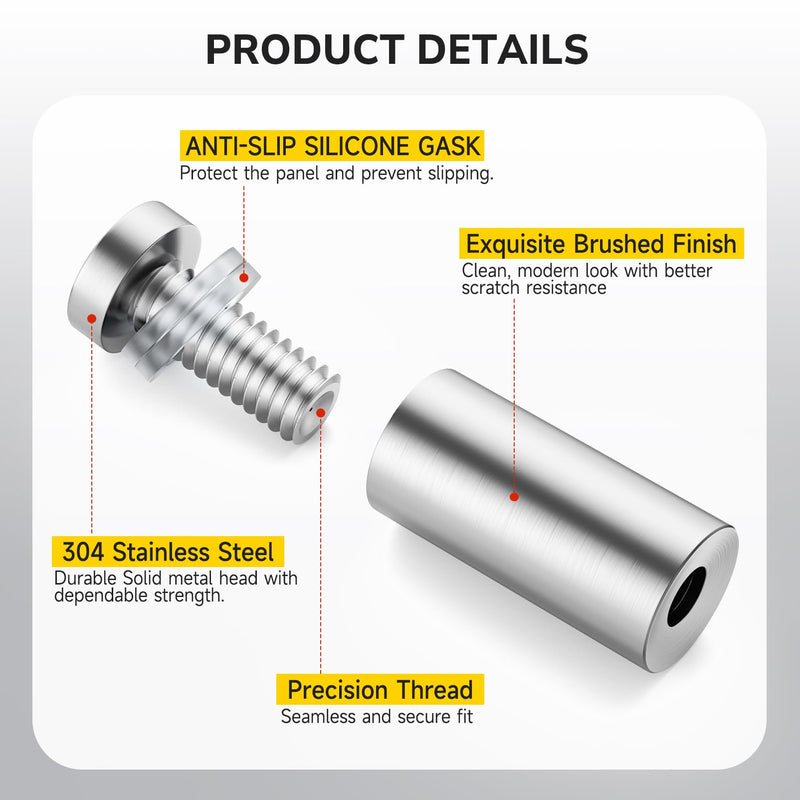 50 PCS Stainless Steel Standoff Screws (1/2 in. Dia x 1 in. L), Stand Off Mounting Hardware Advertising for Acrylic Signs, Silver 1/2 x1 Inch 50