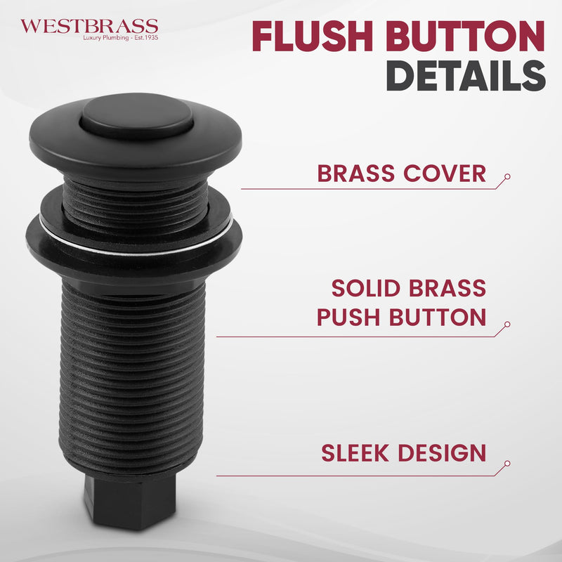 Westbrass ASB-12 Sink Top Waste Disposal Air Switch and Single Outlet Control Box, Flush Button, Oil Rubbed Bronze 1 Pack