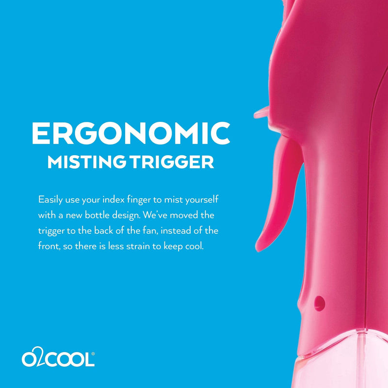 O2COOL 2 Pack Elite Battery Powered Handheld Water Misting Fans (Raspberry) Raspberry