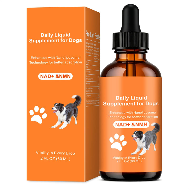 Dog Longevity Supplement with NMN, NAD+, CoQ10 & Resveratrol - Supports Joint Health, Vitality & Healthy Aging - 60-Day Nanoliposomal Drops for Better Absorption