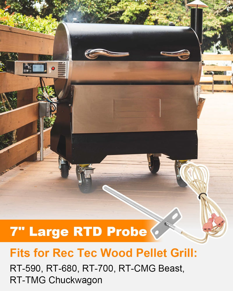 7" Large RTD Probe Temperature Sensor, Fit for Rec Tec/Recteq RT-590 RT-680 RT-700 RT-CMG Beast RT-TMG Chuckwagon Wood Pellet Grills