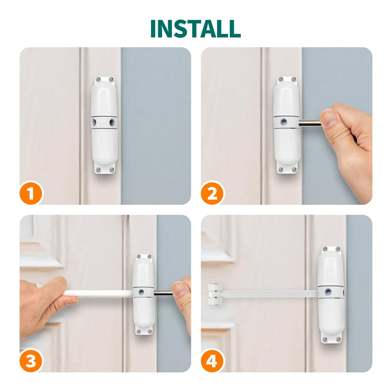 Marie Automatic Safety Spring Door Closer,Suitable for Light Door,Easy to Install to Convert Hinged Doors to Self-Closing (White) White