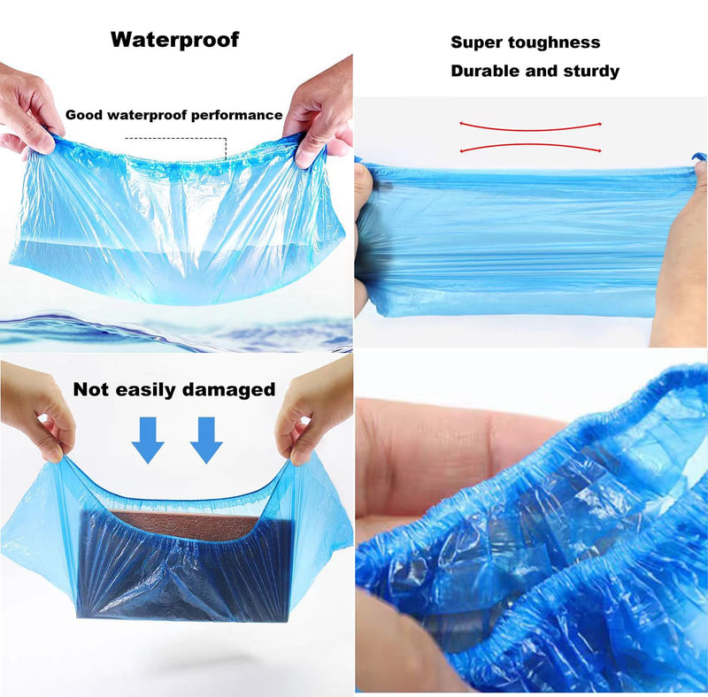 100 Pack Shoe Covers Disposable Non Slip, Premium Waterproof and Recyclable Shoe Booties Covers for Indoors, Fits Up To 11 US Men and 13 US Women Size(50 Pairs Blue) (Blue)