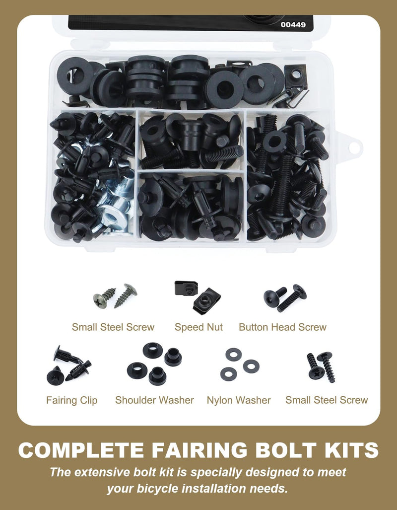 Full Sets Fairing Bolts Kit Compatible with YZF-R6 2006-2007 | Fit for YZF R6 Fairing Bolt Mounting Kits Cowling Screws Complete Cowling Screw Nut Fasteners Accessories