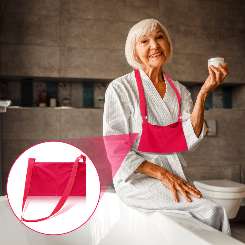 Tondiamo Mastectomy Drain Holder Adjustable Drain Pouch with Shower Bag Mastectomy Breast Shirts with Drain Two Pockets Mastectomy Tummy Tuck Recovery Supplies(Black, Red, Two Pockets) Black, Red