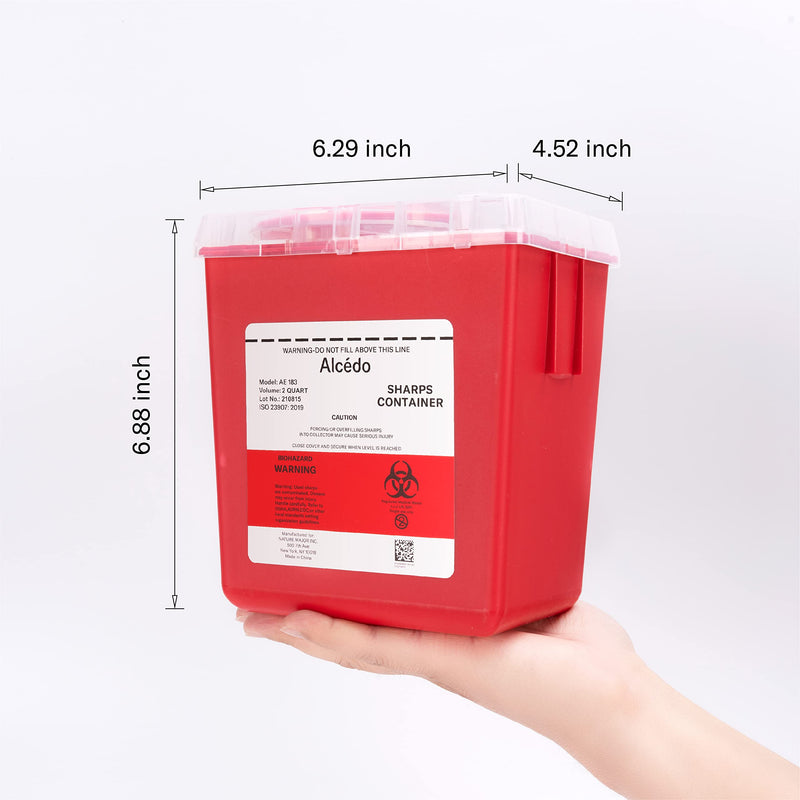 Alcedo Sharps Container for Home and Professional Use 2 Quart (3-Pack), Biohazard Needle and Syringe Disposal, Medical Grade 3