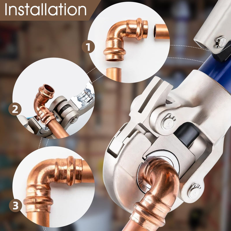 Copper Press Fittings 1/2inch Kit,6pk Copper Coupling&6pk 90 Elbow&3pk Tee 1/2"Press Coupling+1/2" 90° Elbow+1/2" Tee Copper 15