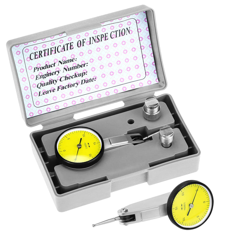 QWORK Dial Test Indicator, Narrow Area Measurement 3/8'' and 5/32'' Steel Dovetail Clamps, 0.030" Test Indicator 0. 0005" GR Dial Reading 0-15-0
