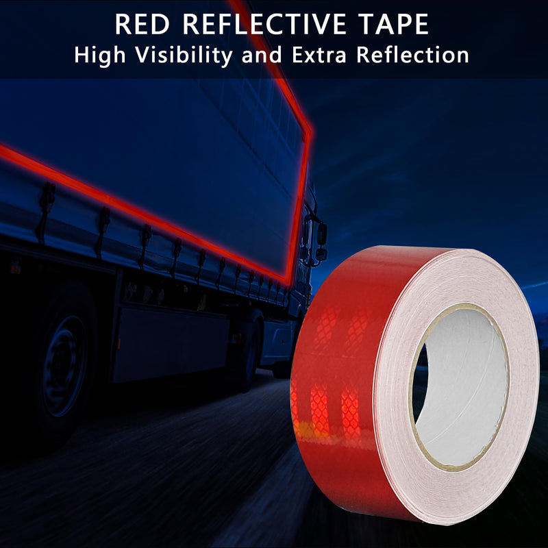 SWRT 2 Inch X 30 FT Reflective Tape Outdoor Waterproof DOT-C2 Fade Resistant Red Reflective Tape Strong Adhesive Safety Warning Tape Reflector Conspicuity Tape for Trailer Trucks Bikes 2IN x 30FT