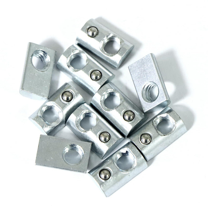 1/4"-20 Threaded Steel Roll in T-Nut with Ball Spring, T-Slot Nuts Accessory Hardware Nuts for 10 Series Aluminum Extrusion Profiles Rail (20) 20