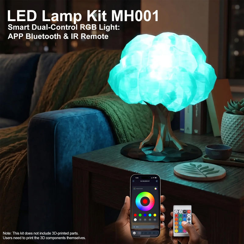 Smart LED Lamp Kit 001 for Bambu Lab 3D Printing,IR & APP Control RGB DIY LED Light Kit,3D Print Model Lights Base, Timer & Group Control, Multi Color USB 5V Lamp Light Kit for 3D Printed (4 Pack) Smart Lamp with IR 4