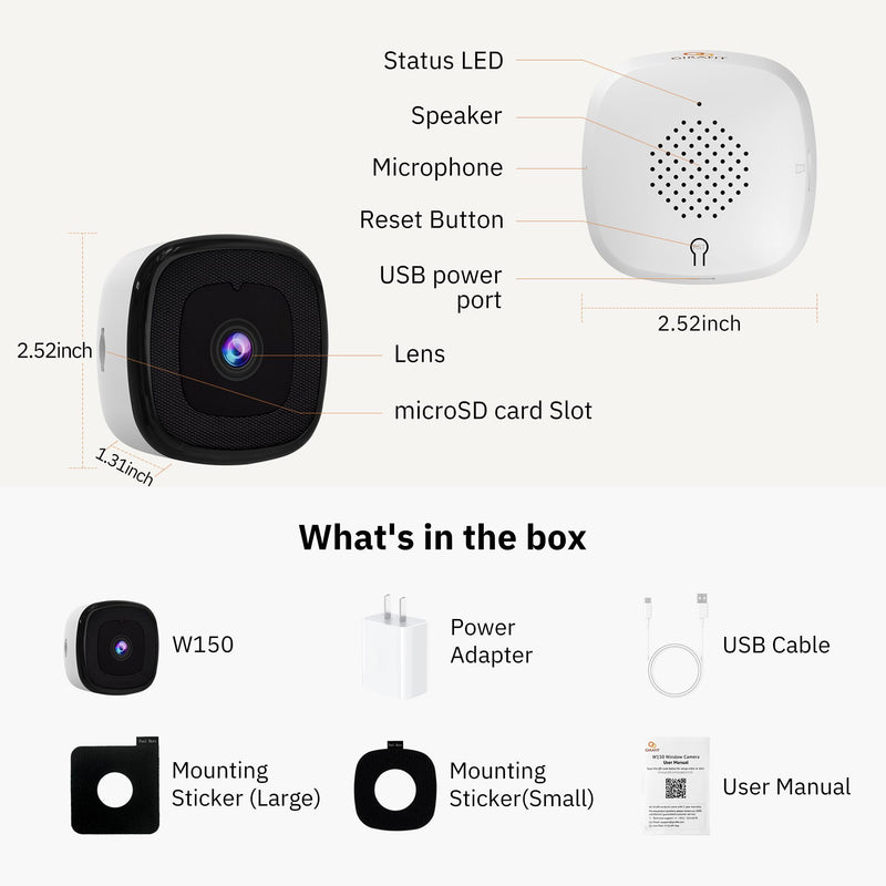 3MP 2K Window Camera,2.4GHz & 5GHz WiFi Indoor Cameras for Home Security with ChroMax Al Color Night Vision,Person & Motion Detection,24/7 Recording,Easy & Quick Install 1 Pack