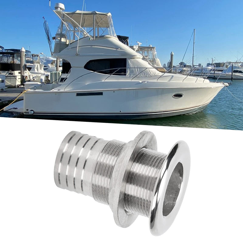 Tissting 316 Stainless Steel Thru Hull Fitting for Marine Boat Drainage - Hose Connector, Straight Drain Plug for Yacht, Sailboat, RV Water System 1-1/2 inch