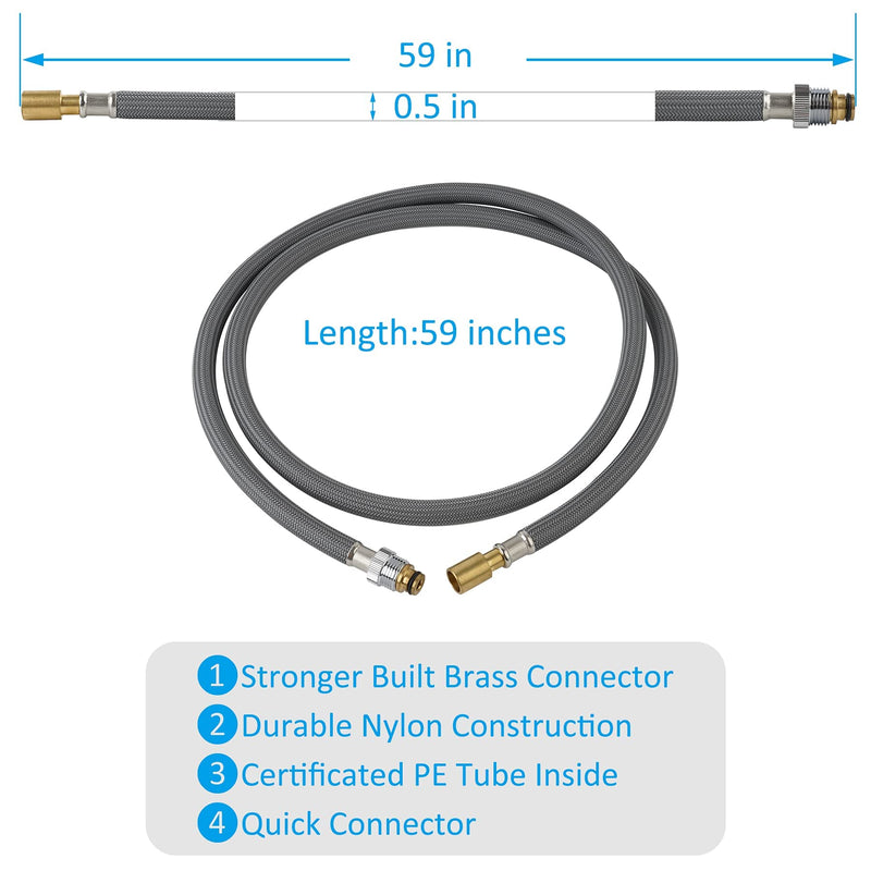 RP50390 Kitchen Faucet Hose Replacement Compatible with Delta DST Faucets, Pull-Down Faucet Spray Hose Replace to RP50390 RP62057 RP74608, 59inches RP50390 Spray Hose Fit for Delta