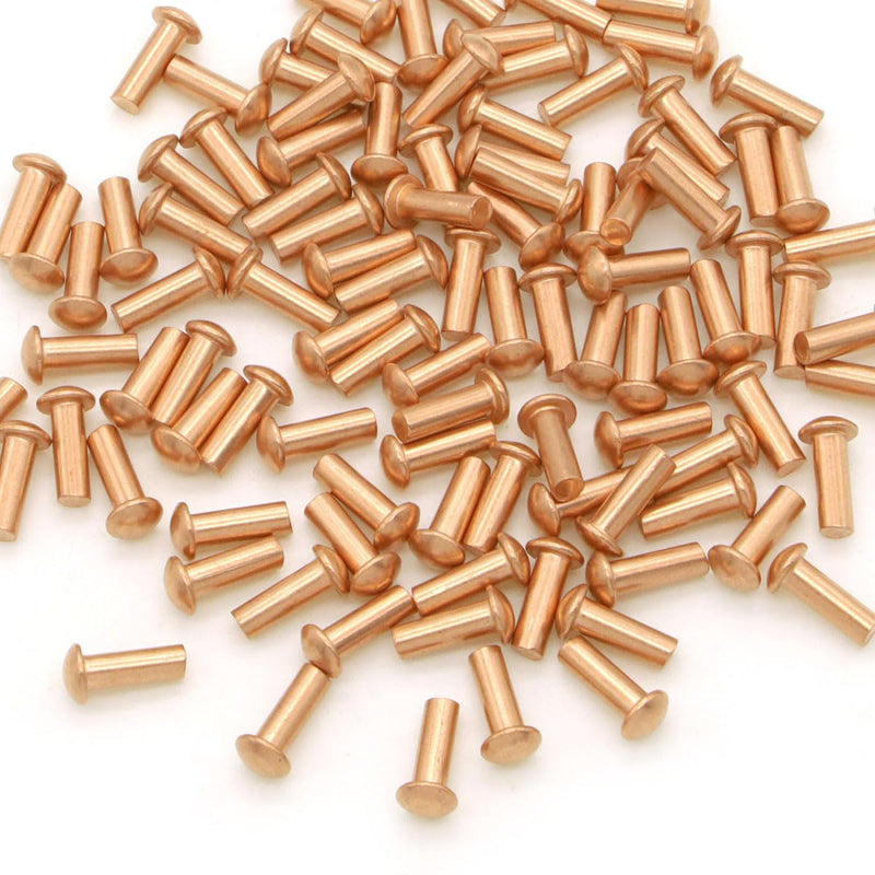 100 Pieces Round Head Solid Rivets Fasteners Copper Rivets (M3x8) M3x8