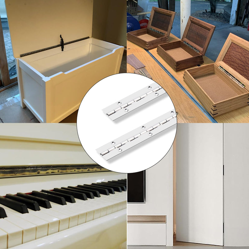 Piano Hinge 36" x 1" Stainless Steel Continuous & Piano Hinge Heavy Duty Piano Hinges, 0.04" Leaf Thickness, 0.5" Knuckle Length, Screw Included 36IN