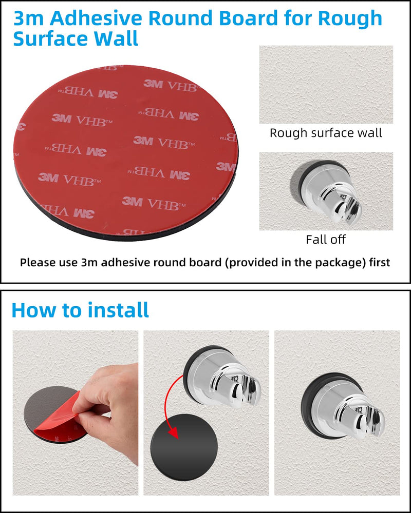 2 Pack Vacuum Suction Cup Shower Head Holder, Removable Shower Head Bracket, Height Adjustable Shower Wand Holder & Wall Mount ABS Plastic Suction Holder for Handheld Shower Head, Chrome 2 Chrome Finish