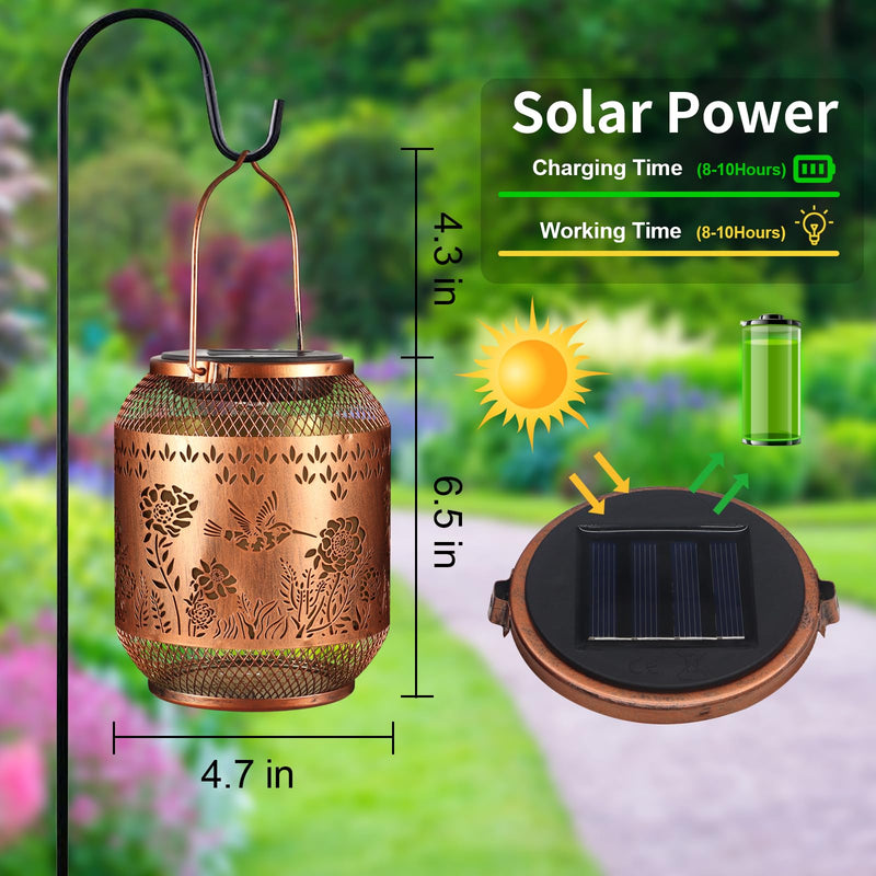 Hummingbird Solar Lanterns Outdoor Hanging Christmas Lantern as Birthdays Gifts for Women Mom Grandma Metal Waterproof Garden Decorative Hummingbird Solar Lights for Yard, Patio, Lawn, Porch, Backyard Style_Hummingbird