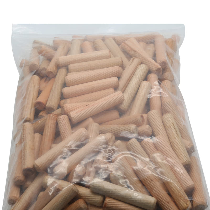 BokWin 100 Pack Wooden Dowel Pins 10mm x 50mm (Approx 3/8" x 2") Wood Fluted Dowels Rods Kiln Dried Fluted and Beveled, Hardwood Crafts Dowel Pegs 10mm x 50mm - 100PCS